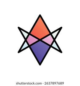 Unicursal hexagram. Editable vector icon, coloured with outlined stroke.