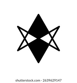 Unicursal hexagram. Outlined stroke vector icon with black-filled details.