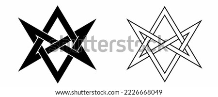 unicursal hexagram sign set isolated on white background