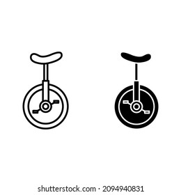 Unicycle bike icon. Monocycle icon color editable