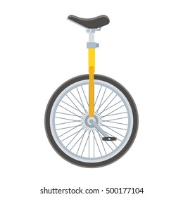 Unicycle bike icon. Monowheel bicycle vector illustration. Alternative city transport. Monocycle isolated on white.