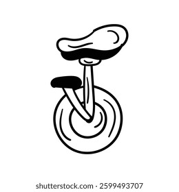 Unicycle doodle icon with white background vector stock illustration