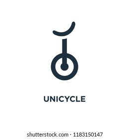 Unicycle icon. Black filled vector illustration. Unicycle symbol on white background. Can be used in web and mobile.