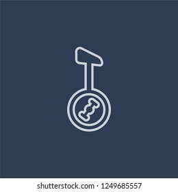 Unicycle icon. Unicycle linear design concept from Circus collection. Simple element vector illustration on dark blue background.