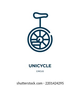 Unicycle icon. Linear vector illustration from circus collection. Outline unicycle icon vector. Thin line symbol for use on web and mobile apps, logo, print media.