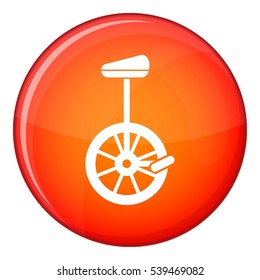 Unicycle icon in red circle isolated on white background vector illustration
