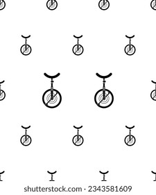 Unicycle Icon Seamless Pattern, One Wheel Cycle Vector Art Illustration