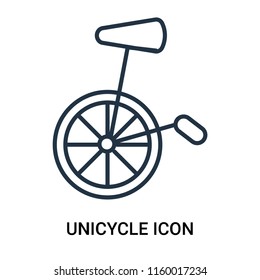 Unicycle icon vector isolated on white background, Unicycle transparent sign , outline linear symbol or thin lined pictogram