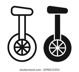 Unicycle iconicon vector collection in outlined and solid style