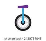 unicycle illustration for coloring book template, one wheel unicycle for kid worksheet printable