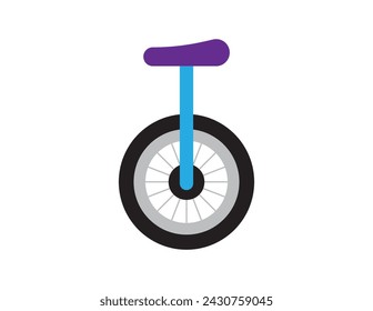 unicycle illustration for coloring book template, one wheel unicycle for kid worksheet printable