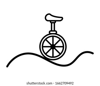 unicycle, one wheel bicycle over white background vector illustration design