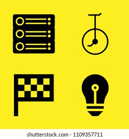 unicycle, router, idea and flag vector icon set. Sample icons set for web and graphic design