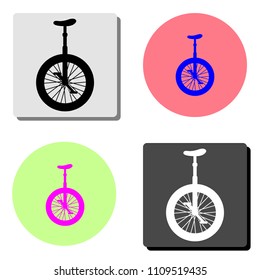 Unicycle. simple flat vector icon illustration on four different color backgrounds