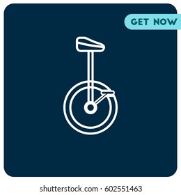 Unicycle Vector Icon, The outlined symbol of bicycle with big wheel. Simple, modern flat vector illustration for mobile app, website or desktop app  