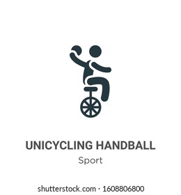 Unicycling handball glyph icon vector on white background. Flat vector unicycling handball icon symbol sign from modern sport collection for mobile concept and web apps design.