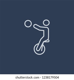 unicycling handball icon. Trendy flat vector line unicycling handball icon on dark blue background from sport collection. 