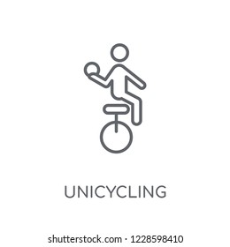 unicycling handball linear icon. Modern outline unicycling handball logo concept on white background from Sport collection. Suitable for use on web apps, mobile apps and print media.