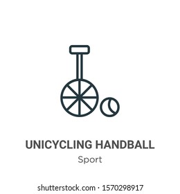 Unicycling handball outline vector icon. Thin line black unicycling handball icon, flat vector simple element illustration from editable sport concept isolated on white background
