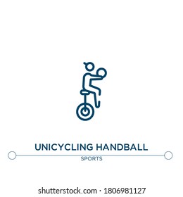unicycling handball outline vector icon. simple element illustration. unicycling handball outline icon from sport concept. can be used for web and mobile
