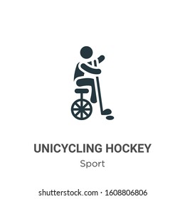 Unicycling hockey glyph icon vector on white background. Flat vector unicycling hockey icon symbol sign from modern sport collection for mobile concept and web apps design.