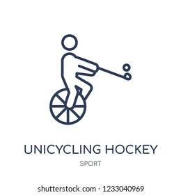 unicycling hockey icon. unicycling hockey linear symbol design from sport collection. Simple outline element vector illustration on white background