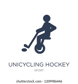 unicycling hockey icon. Trendy flat vector unicycling hockey icon on white background from sport collection, vector illustration can be use for web and mobile, eps10