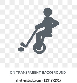 unicycling hockey icon. Trendy flat vector unicycling hockey icon on transparent background from sport collection. 