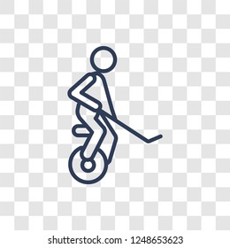 unicycling hockey icon. Trendy linear unicycling hockey logo concept on transparent background from Sport collection