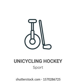 Unicycling hockey outline vector icon. Thin line black unicycling hockey icon, flat vector simple element illustration from editable sport concept isolated on white background