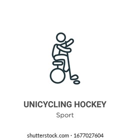 Unicycling hockey outline vector icon. Thin line black unicycling hockey icon, flat vector simple element illustration from editable sport concept isolated stroke on white background