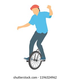 
A unicyclist showing tricks 
