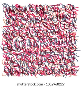 Unidentified Abstract Handwriting Scribble. Multicolored Doodle