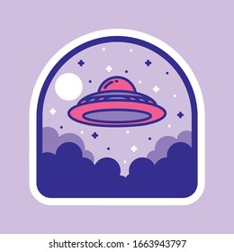 Unidentified flying object alien badge patch pin graphic illustration vector art t-shirt design