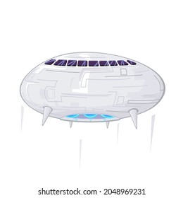 The unidentified flying object cartoon (UFO) isolated on white background.Vector illustration of alien spaceship.