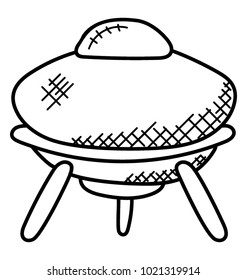 
Unidentified flying object doodle icon. UFO 

