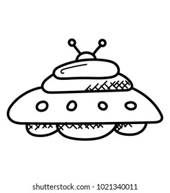 
Unidentified flying object doodle icon. UFO 
