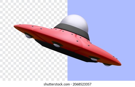 Unidentified flying object isolated on transparent  background. Vector illustration