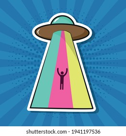 unidentified flying object kidnapping pop art style sticker