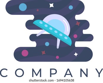 nicht identifizierte Logo-Design-Illustration für Flugobjekte, Mit Sternen und Hintergrund, kann für viele Zwecke verwendet werden.