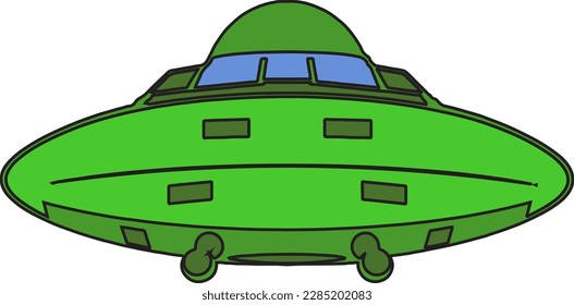 Unidentified flying object. Starship with alien..