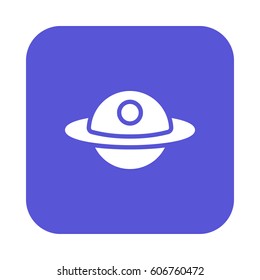 Unidentified flying object, or UFO flat icon, filled vector sign, colorful pictogram on rounded square button isolated on white. Alien space ship symbol, logo illustration. Flat design, pixel perfect