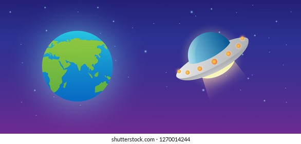 unidentified flying object ufo icon on the space background vector design illustration