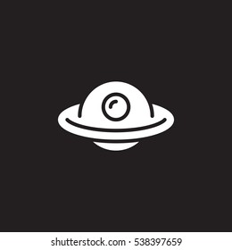 Unidentified flying object, UFO icon vector, filled flat sign, solid pictogram isolated on black. Symbol, logo illustration