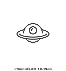 Unidentified flying object, UFO line icon, outline vector sign, linear pictogram isolated on white. Symbol, logo illustration