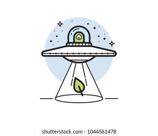 Unidentified flying object (UFO) vector illustration