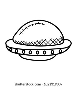 
Unidentified flying object vector doodle. UFO 
