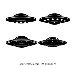 Unidentified Flying Objects A Collection of UFO Icon Illustrations - Perfect for Sci-Fi Designs, Websites, and More