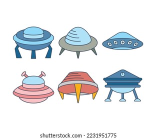 unidentified flying objects icons vector illustration
