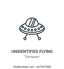 Unidentified flying outline vector icon. Thin line black unidentified flying icon, flat vector simple element illustration from editable transport concept isolated stroke on white background